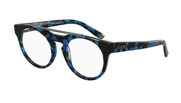 Armação de Óculos de Grau Evoke Masculino UPPER III Redondo Cor Demi Azul