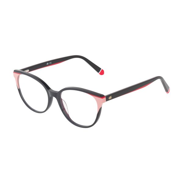 Armação de Óculos de Grau Dii Collection, modelo 5508, cor Preto com Vermelho e Bege, tamanho 53