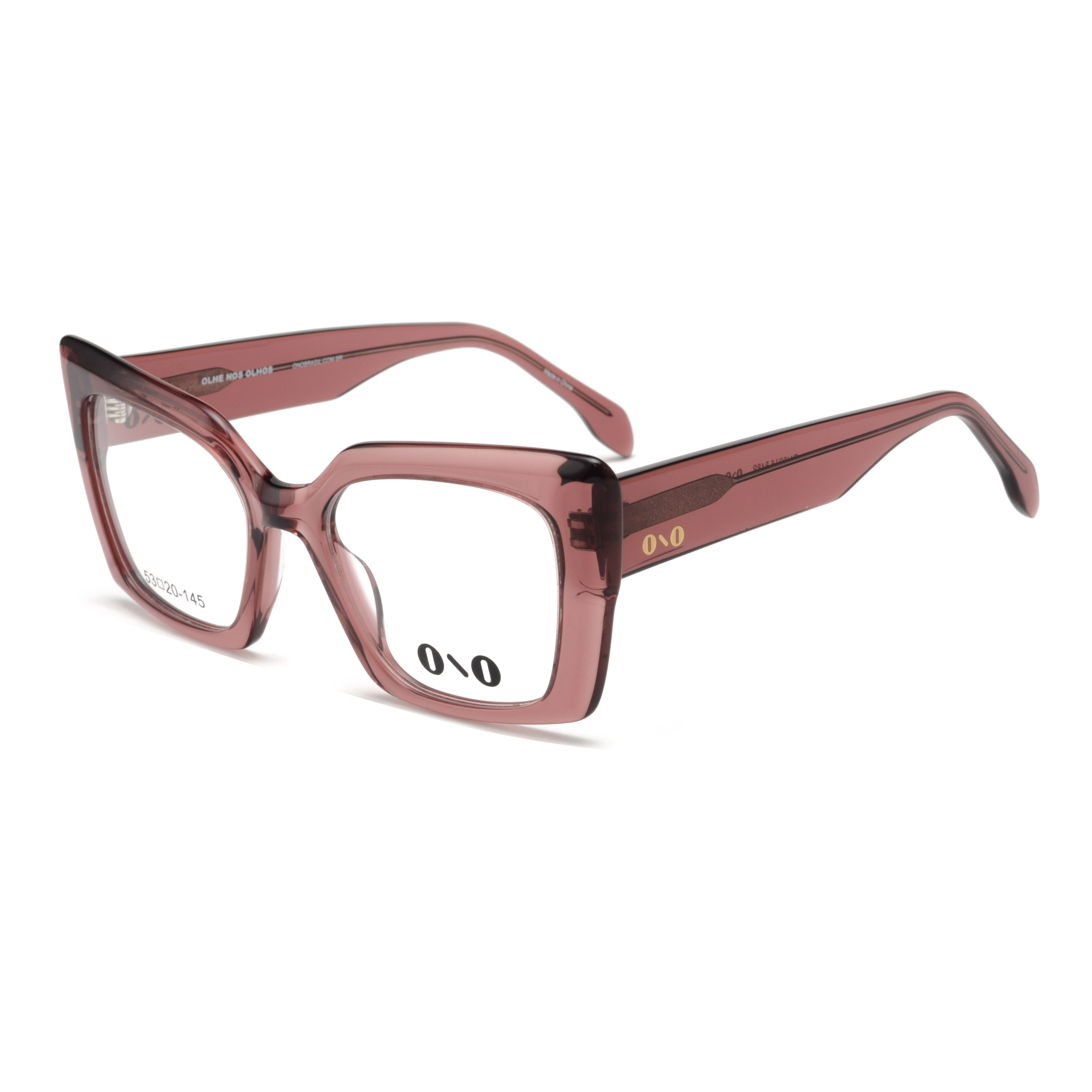 Armação de Óculos de Grau Ono, modelo ON0015, cor Rosa Escuro Translúcido, tamanho 53