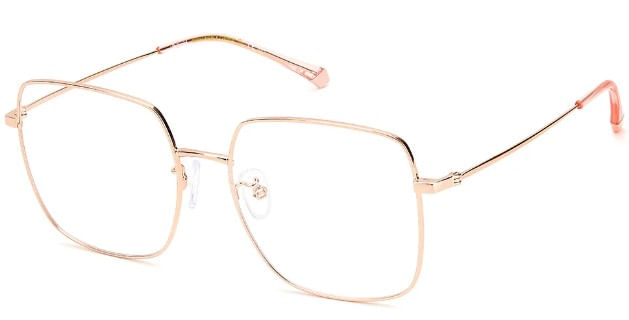 Armação de Óculos de Grau Polaroid, modelo PLD D428/G, cor Dourado rose, tamanho 56