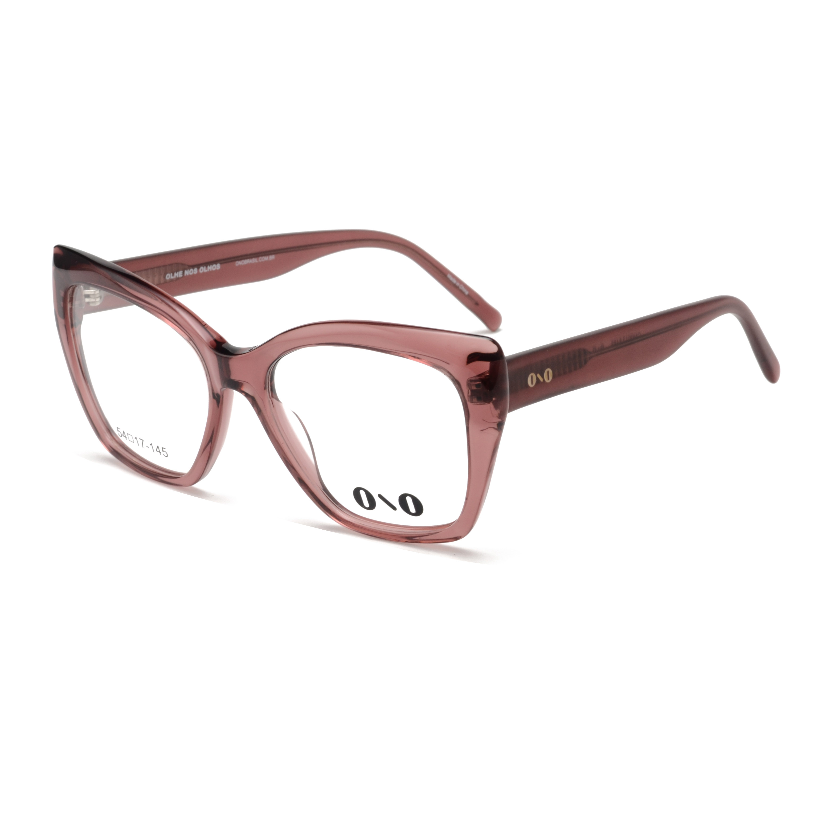 Armação de Óculos de Grau Ono, modelo ON0012, cor Rosa Escuro Translúcido, tamanho 54