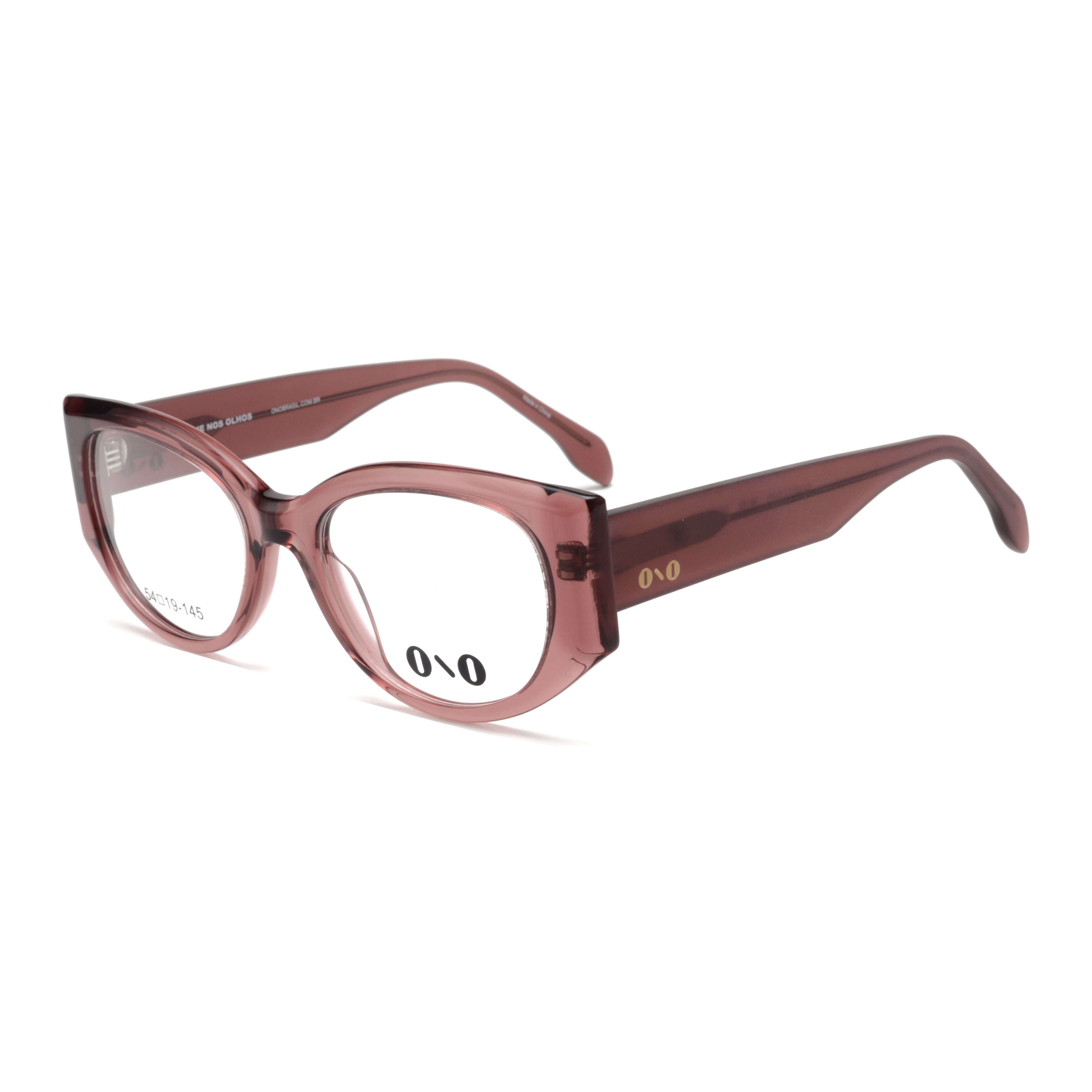 Armação de Óculos de Grau Ono, modelo ON0014, cor Rosa Escuro Translúcido, tamanho 54