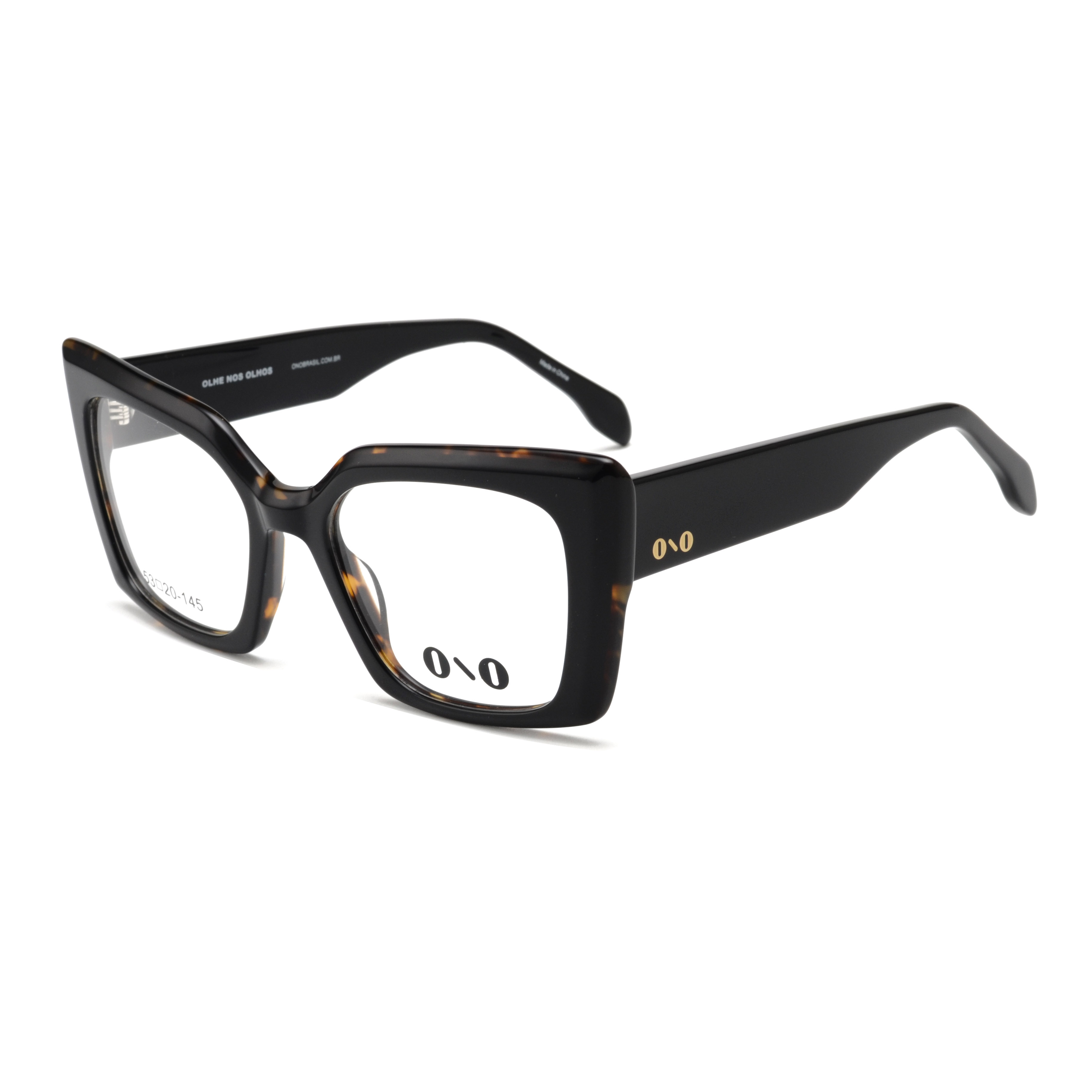 Armação de Óculos de Grau Ono, modelo ON0015, cor Tortoise com preto, tamanho 53