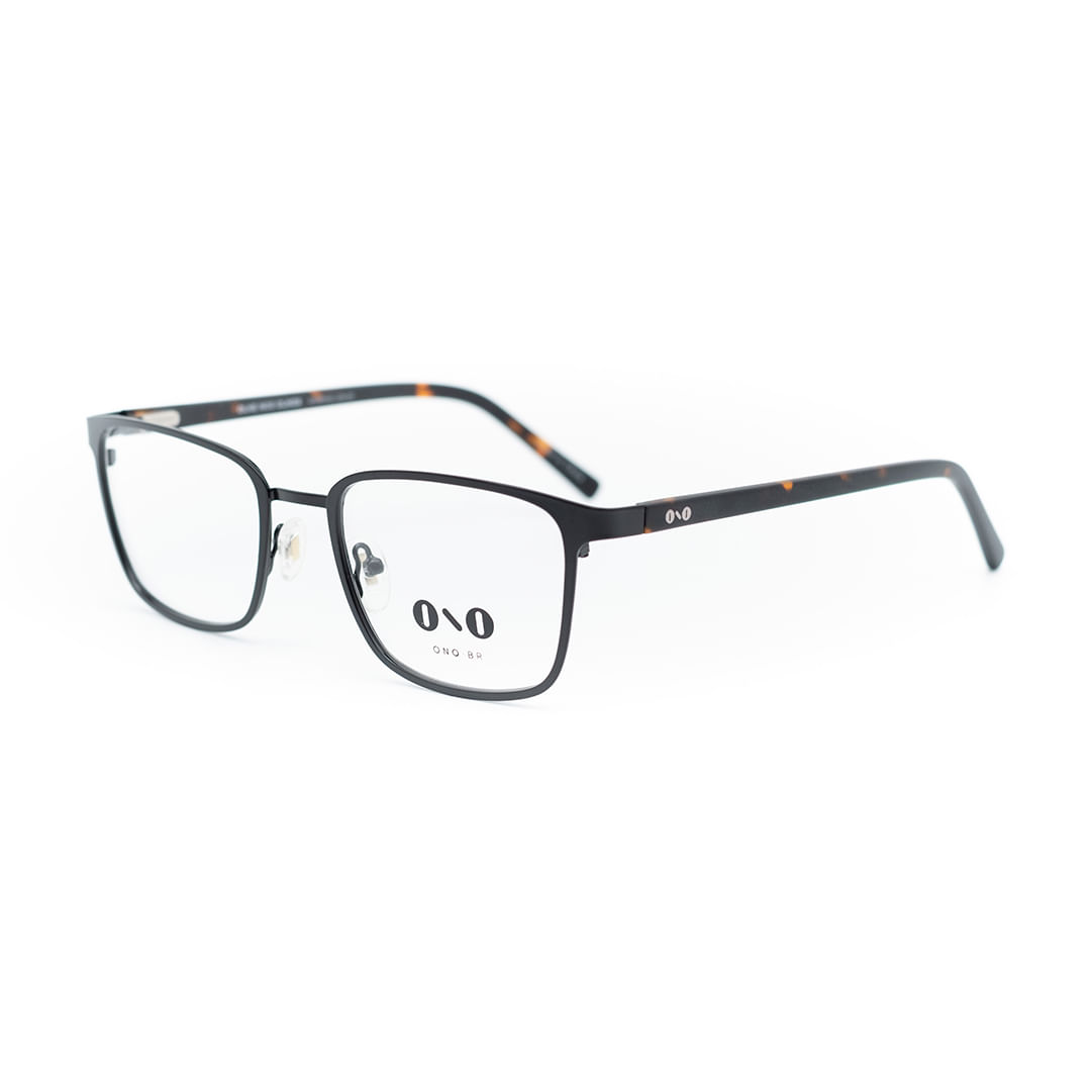 Armação de Óculos de Grau Ono, modelo ON6012, cor Preto com Tortoise, tamanho 52