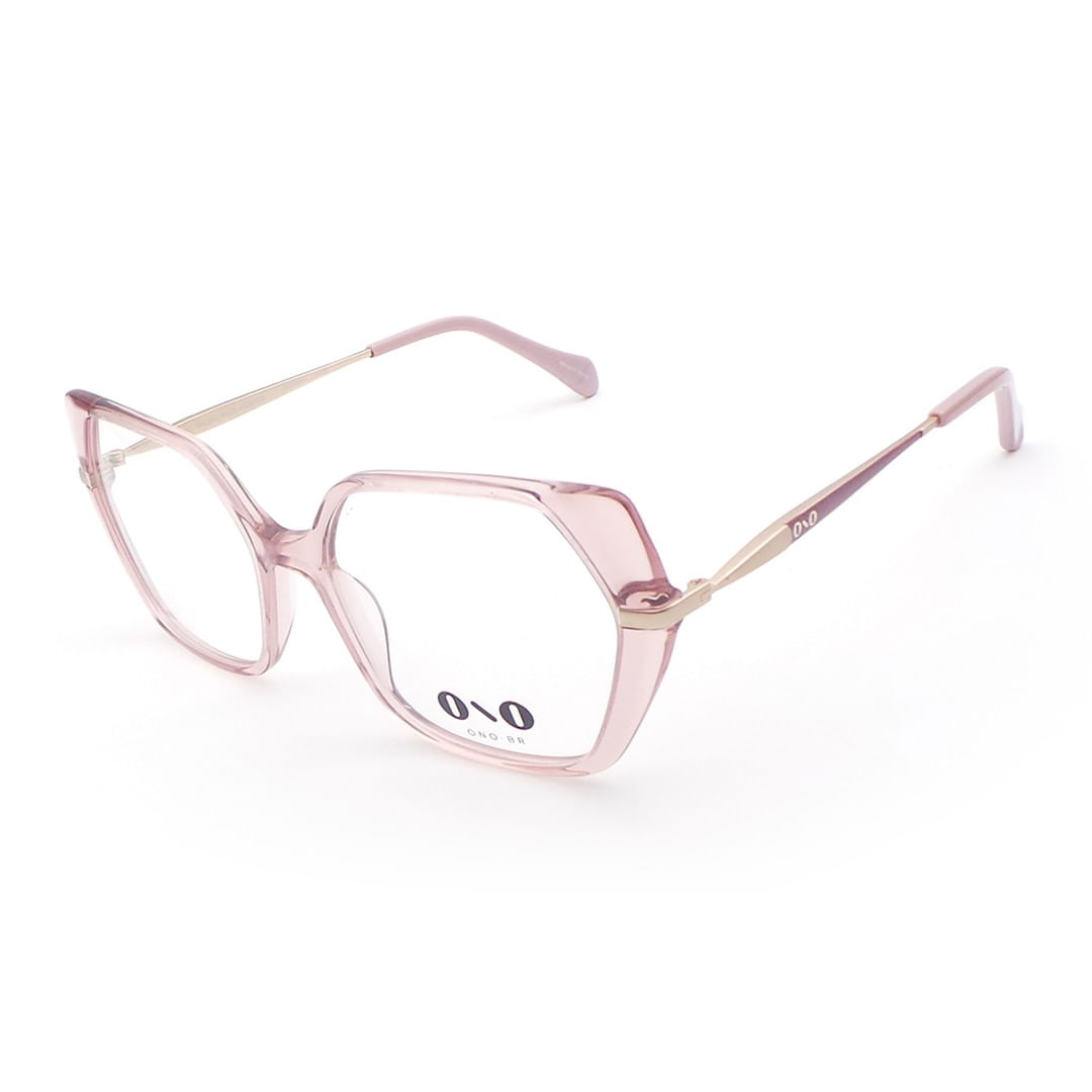 Armação de Óculos de Grau Ono, modelo ON0029, cor Rosa Claro Translúcido, tamanho 54