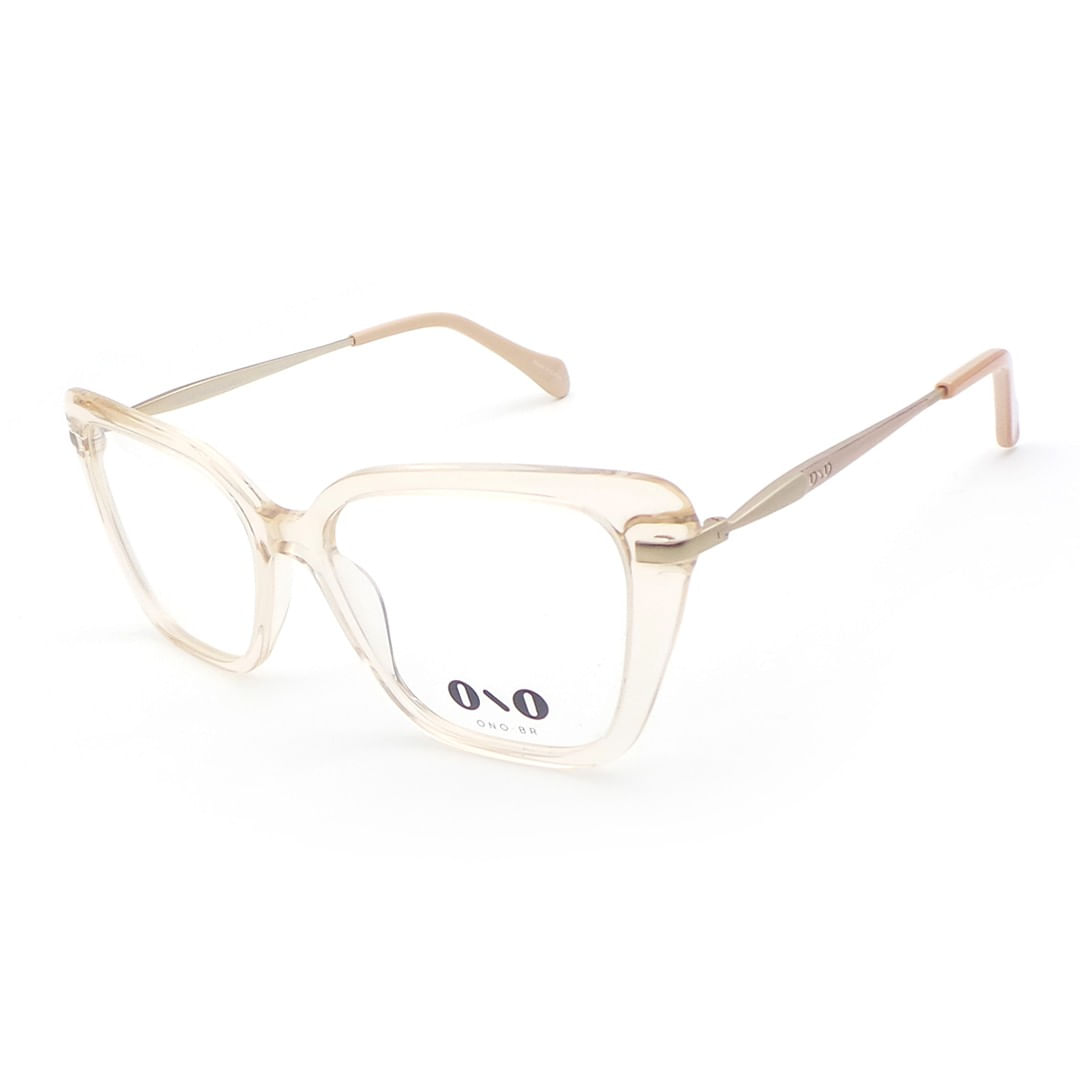 Armação de Óculos de Grau Ono, modelo ON0030, cor Dourado Claro Translúcido, tamanho 55