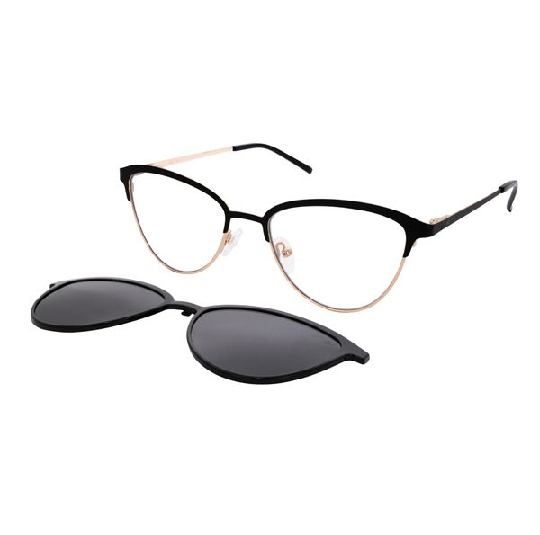 Óculos Clipon Hit, modelo 1 4293, cor Preto com Dourado, tamanho 53