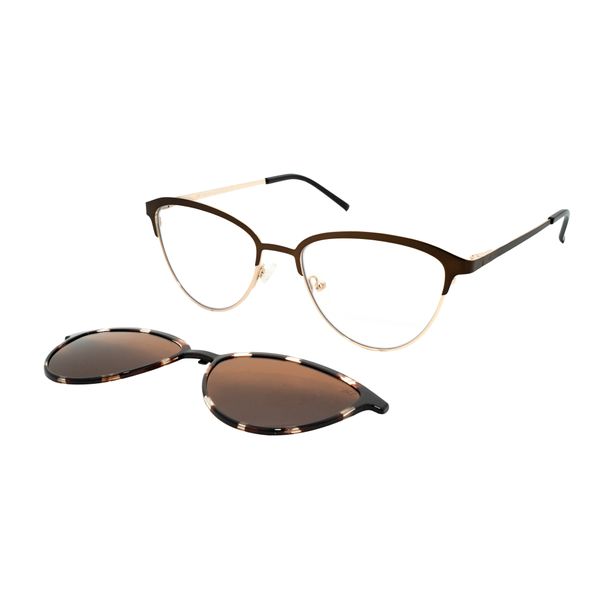 Óculos Clipon Hit, modelo 1 4293, cor Dourado com Marrom, tamanho 53