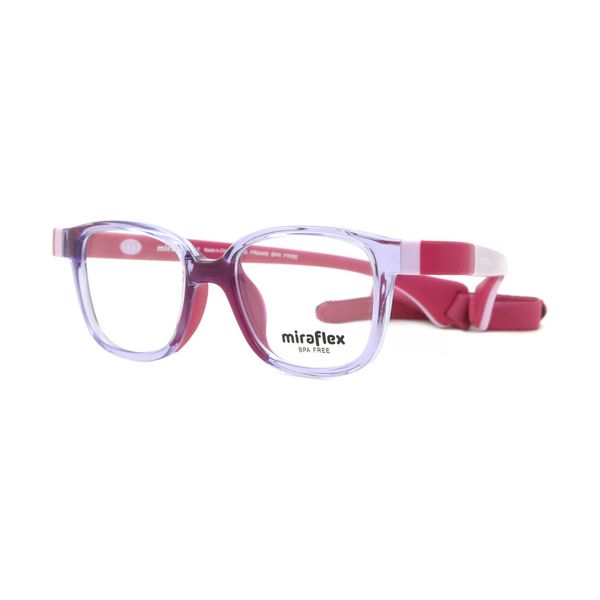Armação de Óculos de Grau Infantil Miraflex Retangular MF4005 cor Rosa Translúcido Armação de Óculos de Grau Infantil Miraflex Retangular MF4005 cor Vermelho/Branco