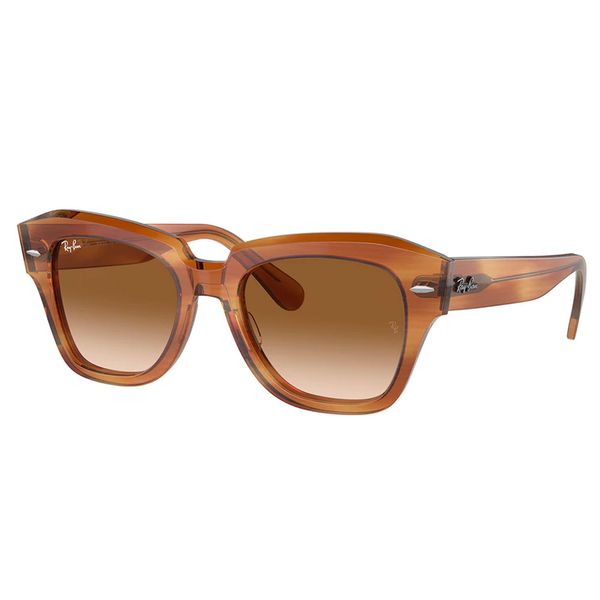 Óculos de Sol Feminino Ray-Ban Geométrico RB2186 140351 Cor Marrom Listrado