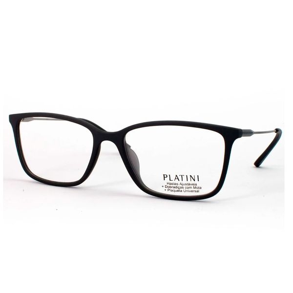 Armação de Óculos de Grau Masculino Platini Retangular P93193U Cor Cinza Escuro