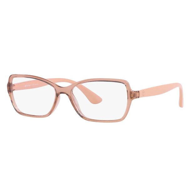 Armação de Óculos de Grau Feminina Tecnol Retangular TN3082 Cor Marrom Cristal