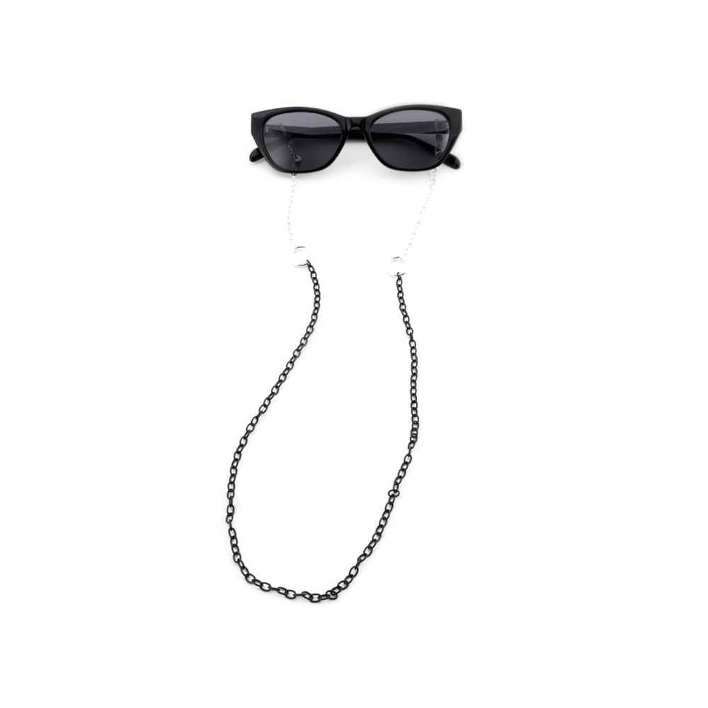 Corrente para Óculos Dii Collection Cor Prata com Preto