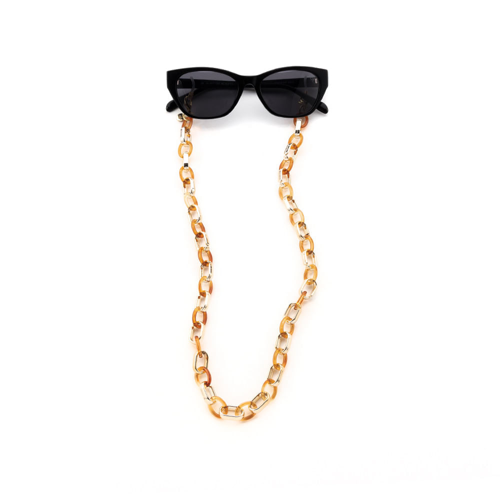 Corrente para Óculos Dii Collection Cor Laranja com Dourado