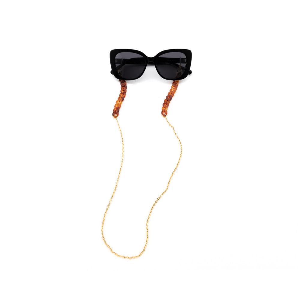 Corrente para Óculos Dii Collection Cor Demi Laranja com Dourado