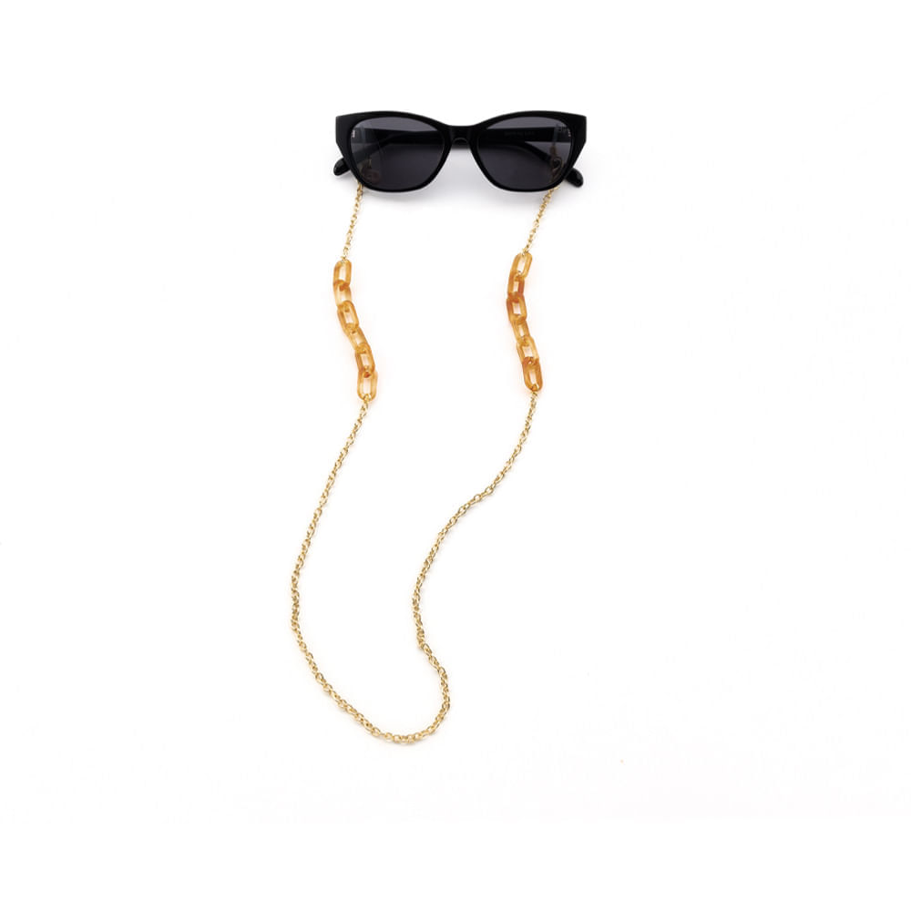 Corrente para Óculos Dii Collection Cor Mostarda com Dourado