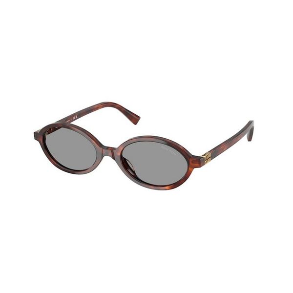 Óculos de Sol Feminino Miu Miu Oval MU 04ZS Cor Tartaruga Escuro