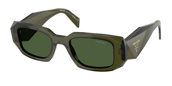 Óculos de Sol Feminino Prada Retangular PR 17WS Cor 2024 Cor Verde Escuro
