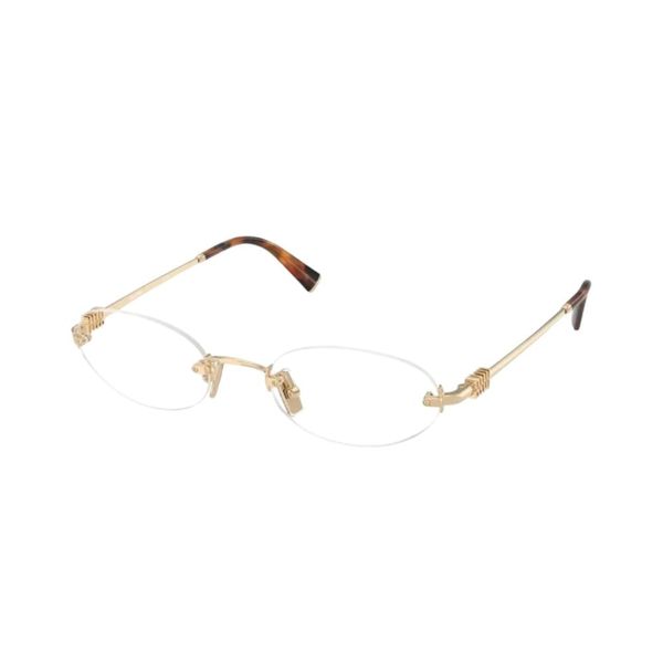 Armação de Óculos de Grau Feminina Miu Miu Oval MU 53WV Cor Dourado