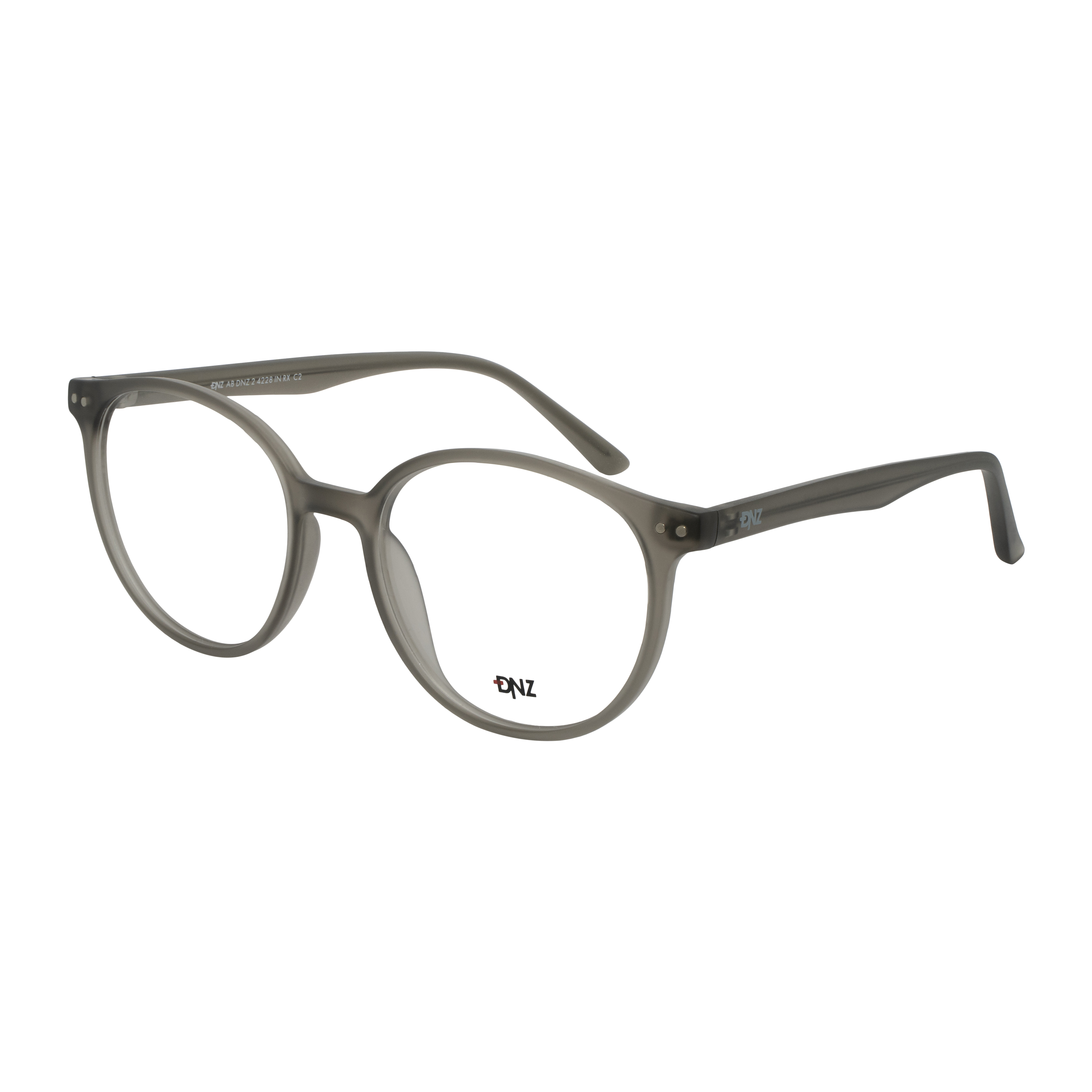 Kit Óculos de Grau Masculino DNZ Redondo 2 4228 Cor Cinza Cristal Fosco com Lente Filtro Azul
