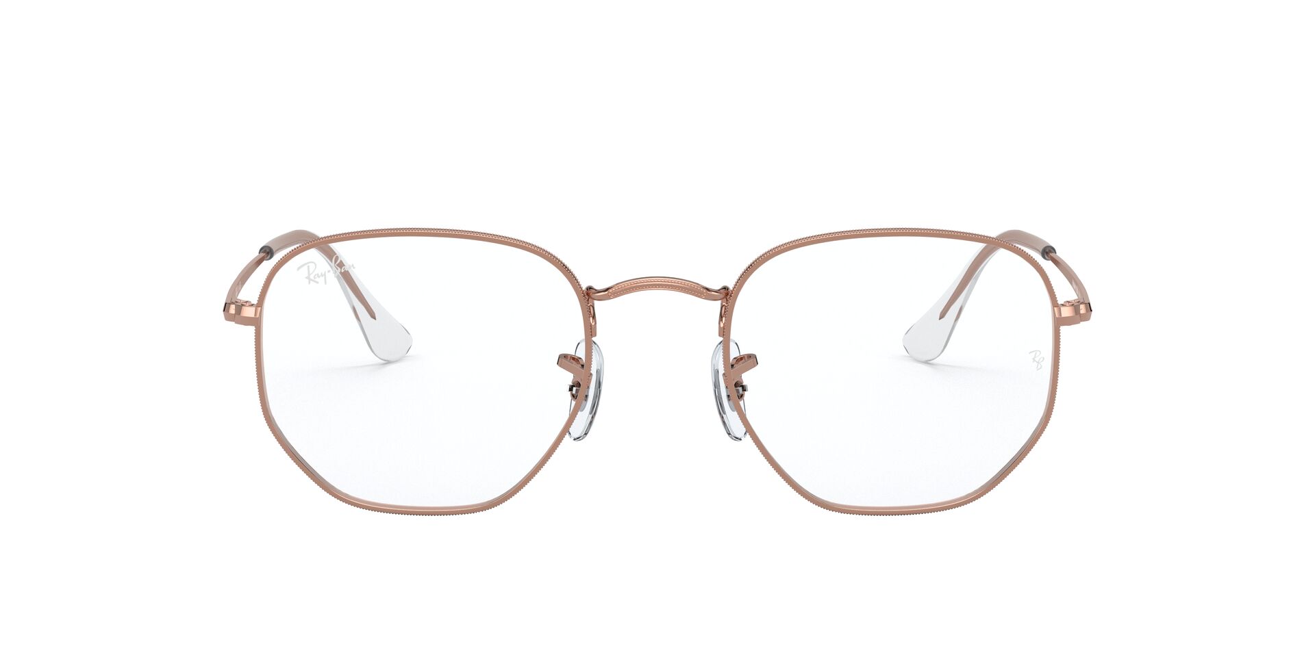 Kit Óculos de Grau Unissex Ray-Ban Hexagonal RX6448 Cor Rosa com Lente Filtro Azul