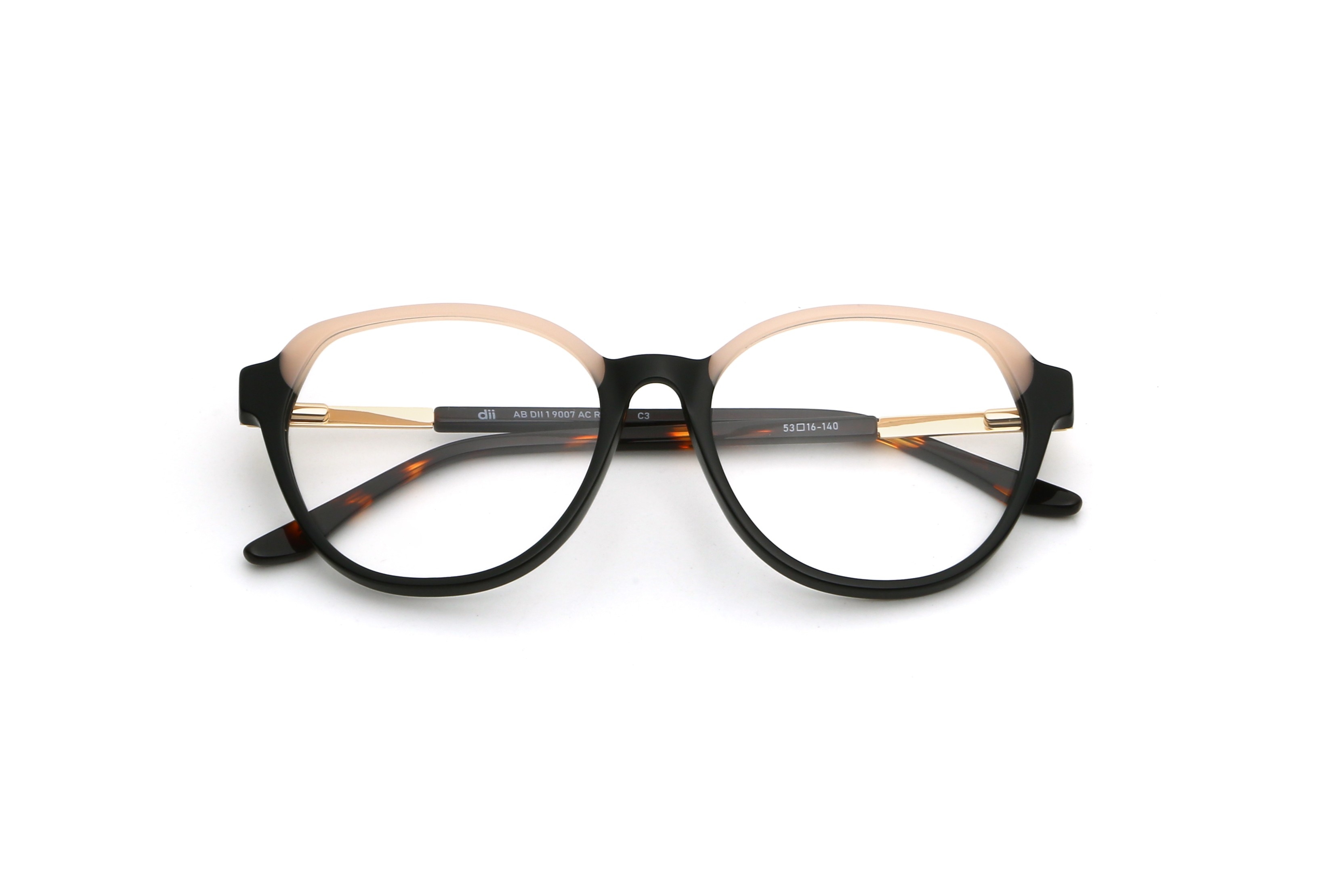 Armação para Óculos de Grau Feminino Dii Collection 9007 Preto com Off White