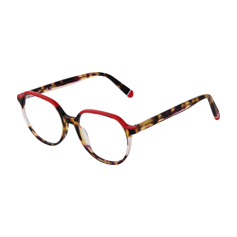 Armação para Óculos de Grau Feminino Dii Collection 5511 Vermelho com Demi Amarelo
