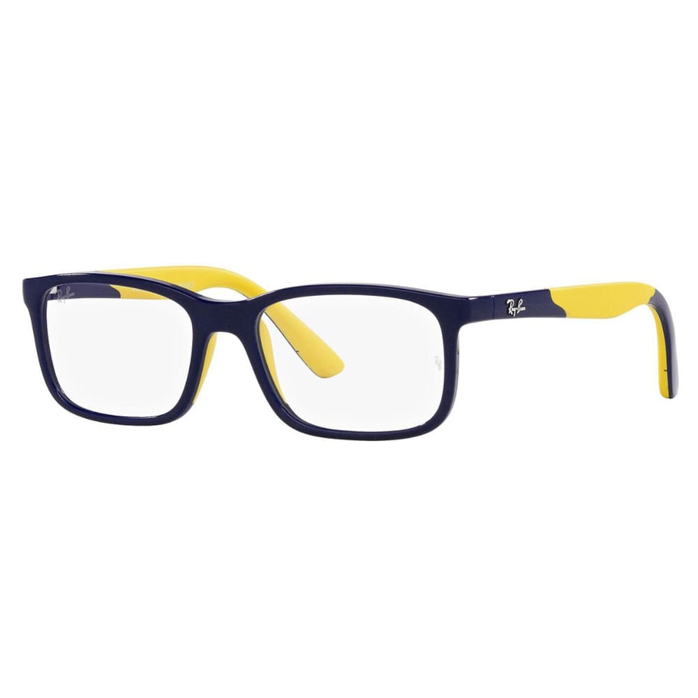 Armação de Óculos de Grau Rayban Junior, modelo RY1621, cor Azul Escuro com Amarelo, tamanho 49 Armação de Óculos de Grau Rayban Junior, modelo RY1621, cor A
