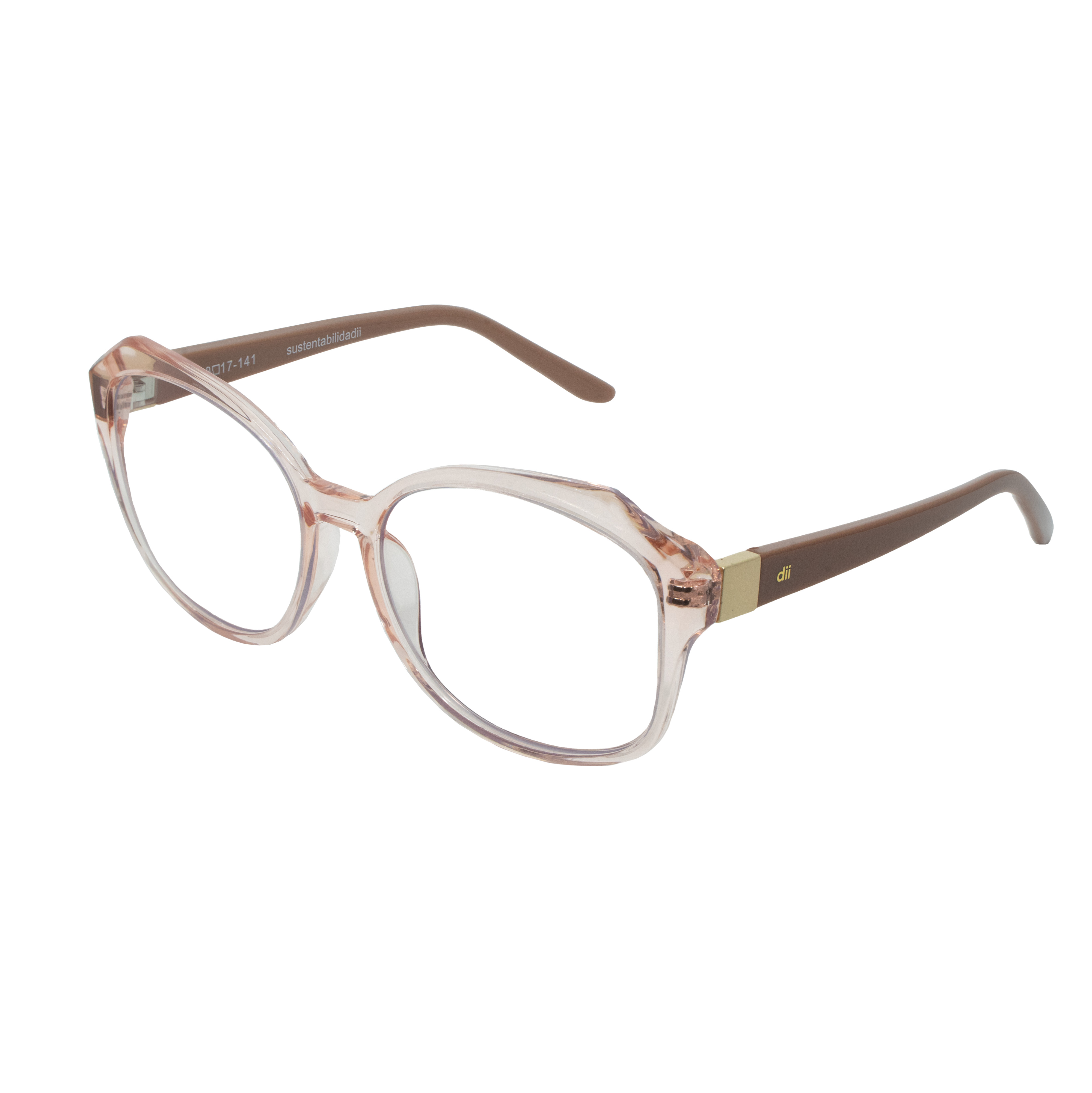 Armação para Óculos de Grau Feminino Dii Collection 1 9004 ECO Pêssego Cristal com Rosé
