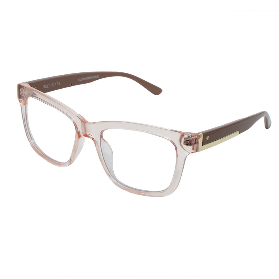 Armação para Óculos de Grau Feminino Dii Collection 1 9002 ECO Pêssego Cristal com Rosé