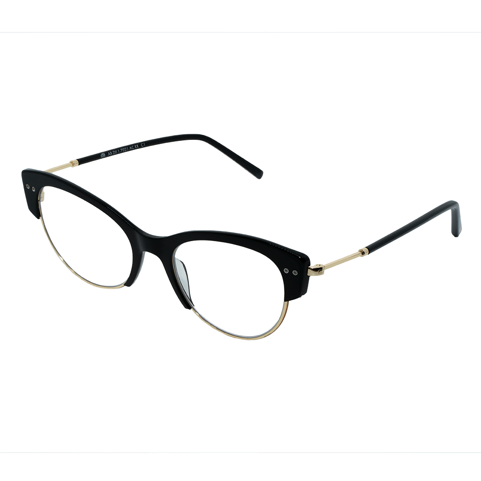 Armação para Óculos de Grau Feminino Dii Collection 1 7021 Preto com Metal Dourado