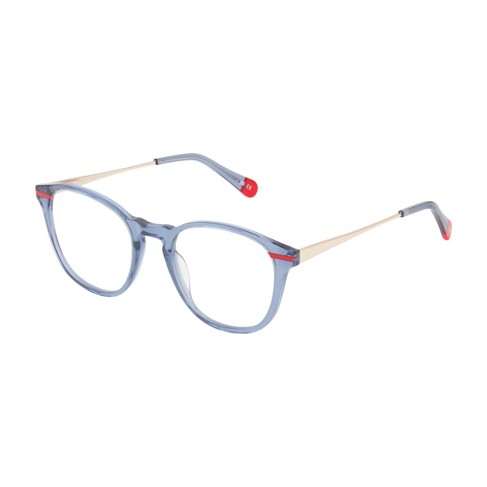 Armação para Óculos de Grau Feminino Dii Collection 5512 Azul Translúcido com Vermelho Armação para Óculos de Grau Feminino Dii Collection 5512 A