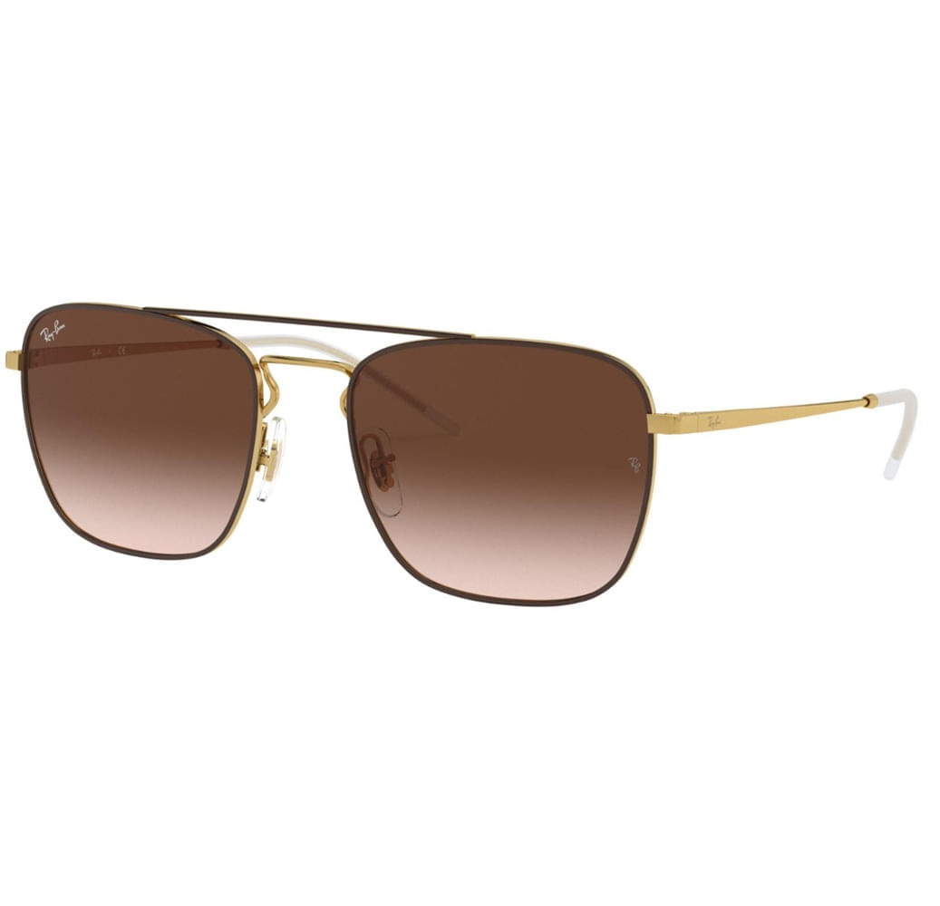 Óculos de Sol Masculino Ray-Ban Quadrado RB3588 Cor Marrom com Dourado