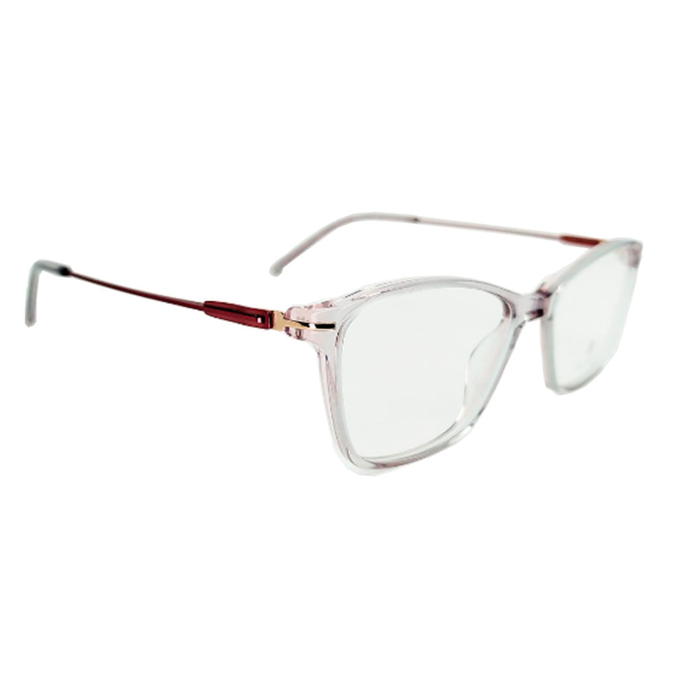 Armação de Óculos de Grau Feminino Bulget Quadrado BG7203 Cor Rosa Cristal