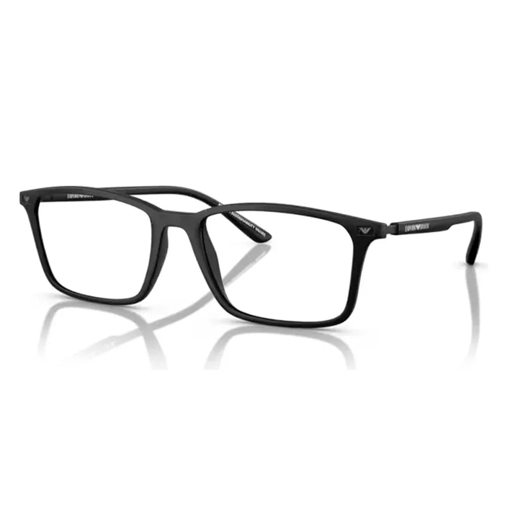 Armação de Óculos de Grau Masculino Emporio Armani Retangular EA3237 5001 Cor Preto Fosco