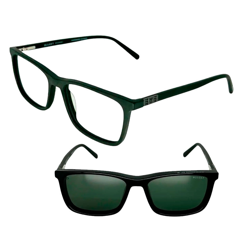 Armação de Óculos de Grau Masculino Bulget Quadrado BG6437M Cor Verde Fosco