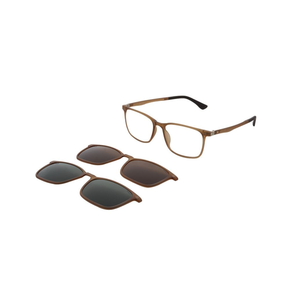 Armação para Óculos de Grau Masculino Dii Collection 1065 Caramelo com Clip On