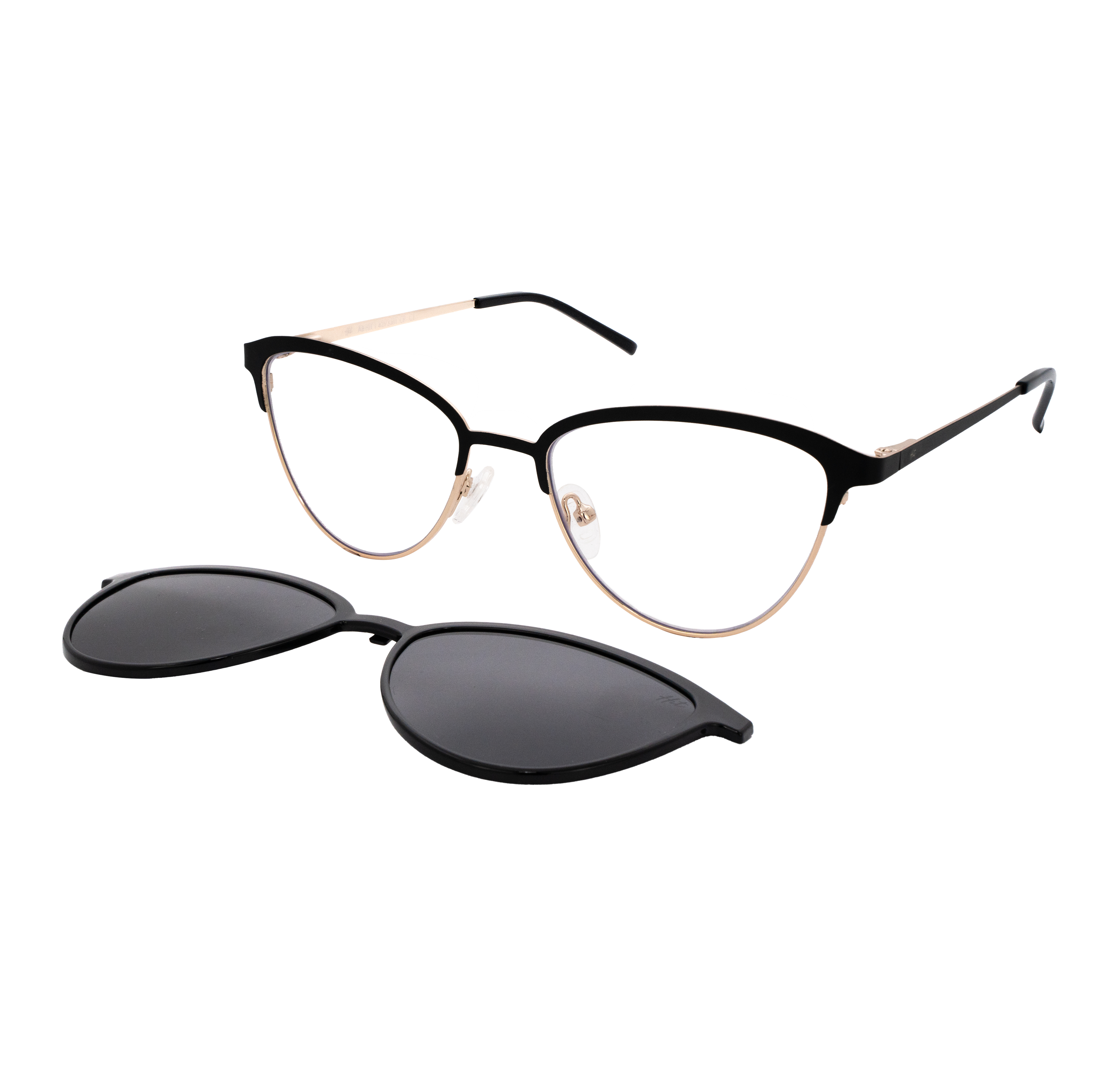 Armação para Óculos de Grau Feminino Hit 1 4293 Preto com Dourado com Clip On