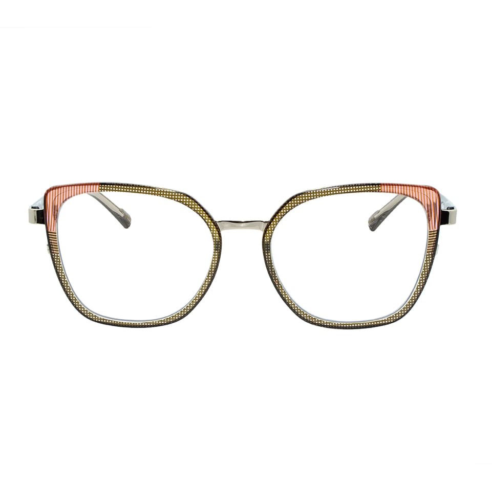 Armação para Óculos de Grau Feminino Dii Collection 1 7020 Estampa Xadrezcom Preto com Vermelho Armação para Óculos de Grau Feminino Dii Collection 1 7020 Estampa Xadre