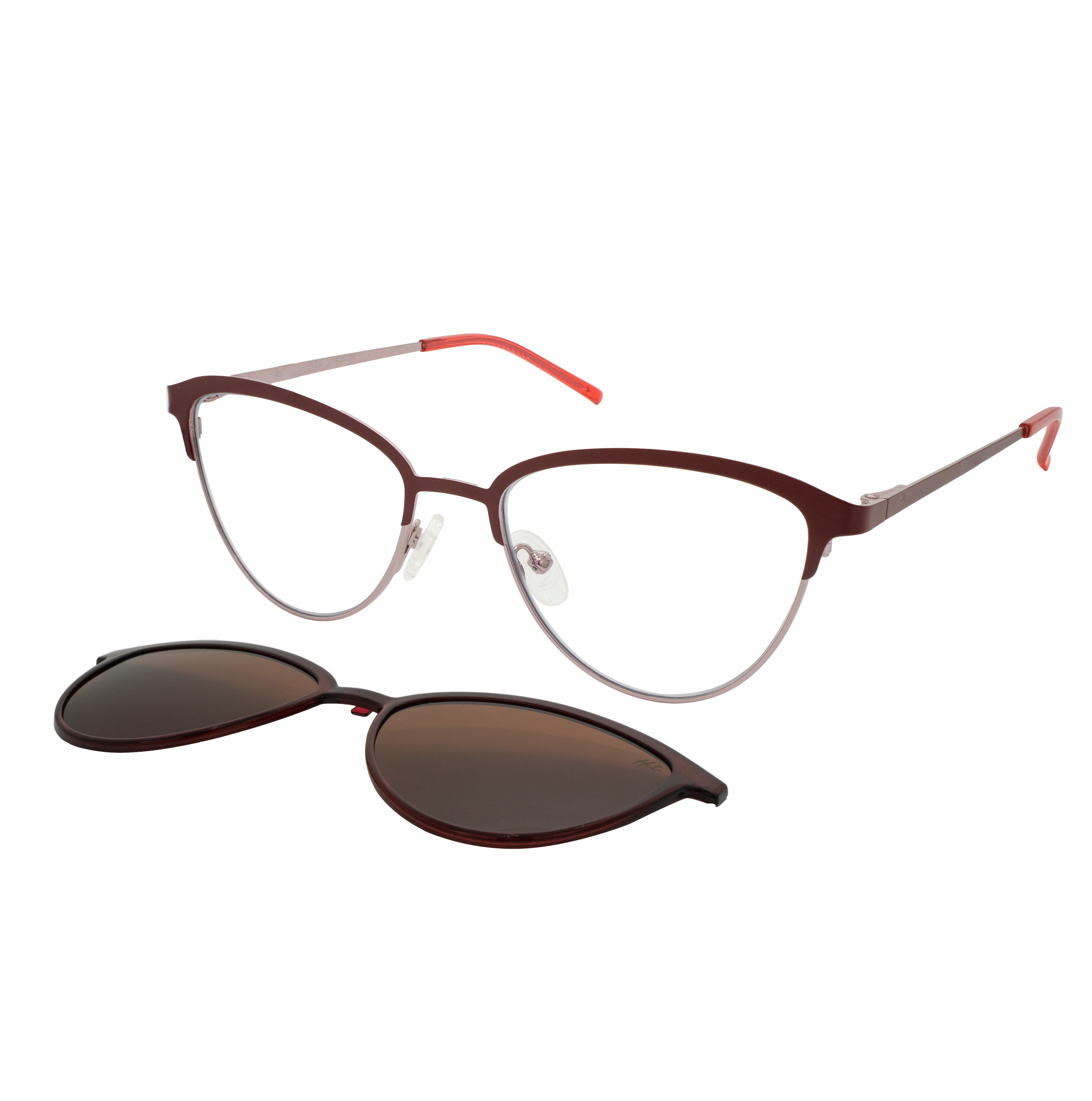 Armação para Óculos de Grau Feminino Hit 1 4293 Bordô com Rose com Clip On