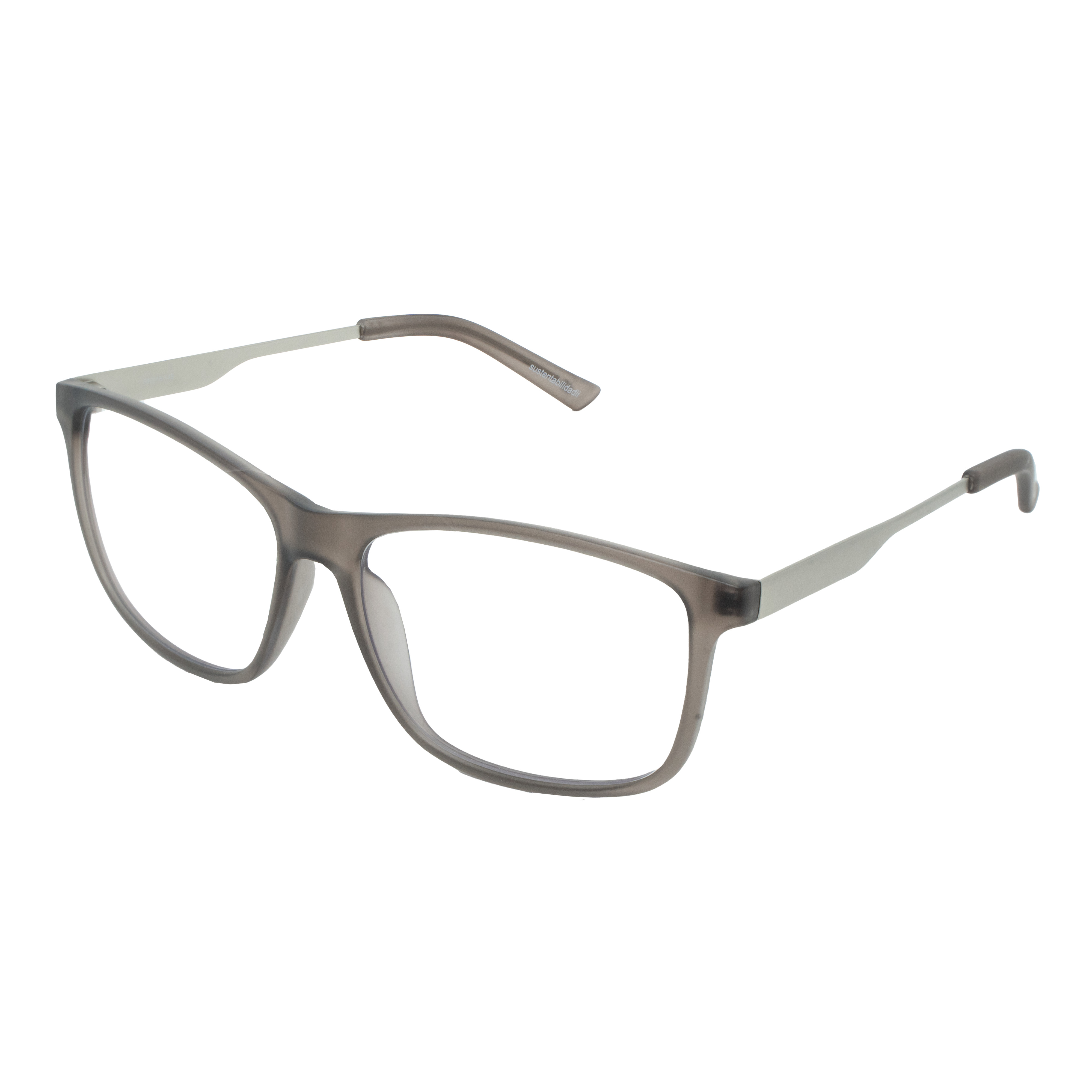 Armação para Óculos de Grau Masculino Dii Collection 2 9009 ECO Cinza Cristal com Prata Armação para Óculos de Grau Masculino Dii Collection 2 9009 ECO Cin