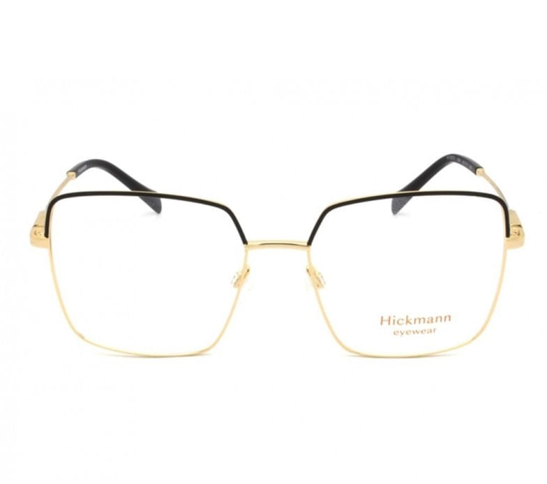 Armação de Óculos de Grau Feminina Hickmann HI10011 Quadrado Preto com Dourado