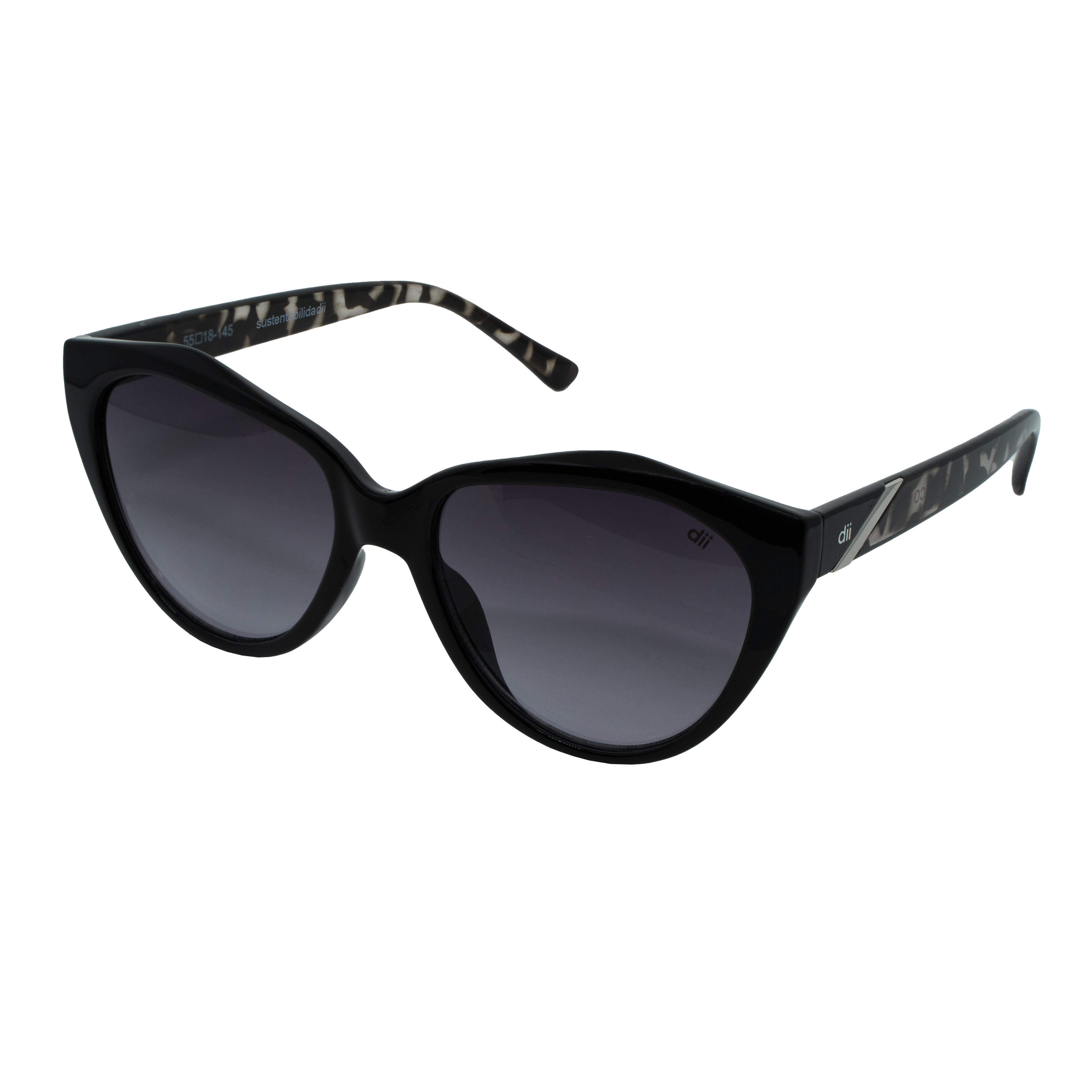Óculos de Sol Feminino Dii Collection 1 9010 ECO Preto com Demi Cinza Óculos de Sol Feminino Dii Collection 1 9010 ECO Preto com Demi Cin