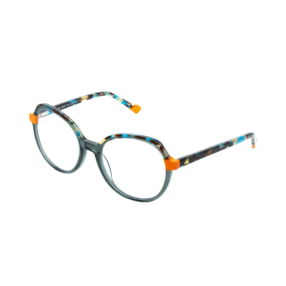 Armação para Óculos de Grau Feminino Dii Collection 1 7001 Verde com Demi Azul com Laranja Armação para Óculos de Grau Feminino Dii Collection 1 7001 Verde com Demi A