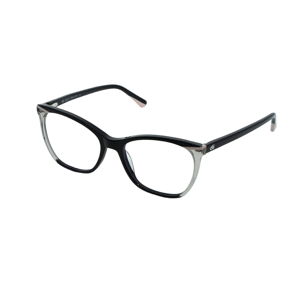 Armação para Óculos de Grau Feminino Dii Collection 1 7006 Preto com Cinza Cristal Armação para Óculos de Grau Feminino Dii Collection 1 7006 Preto com Cin