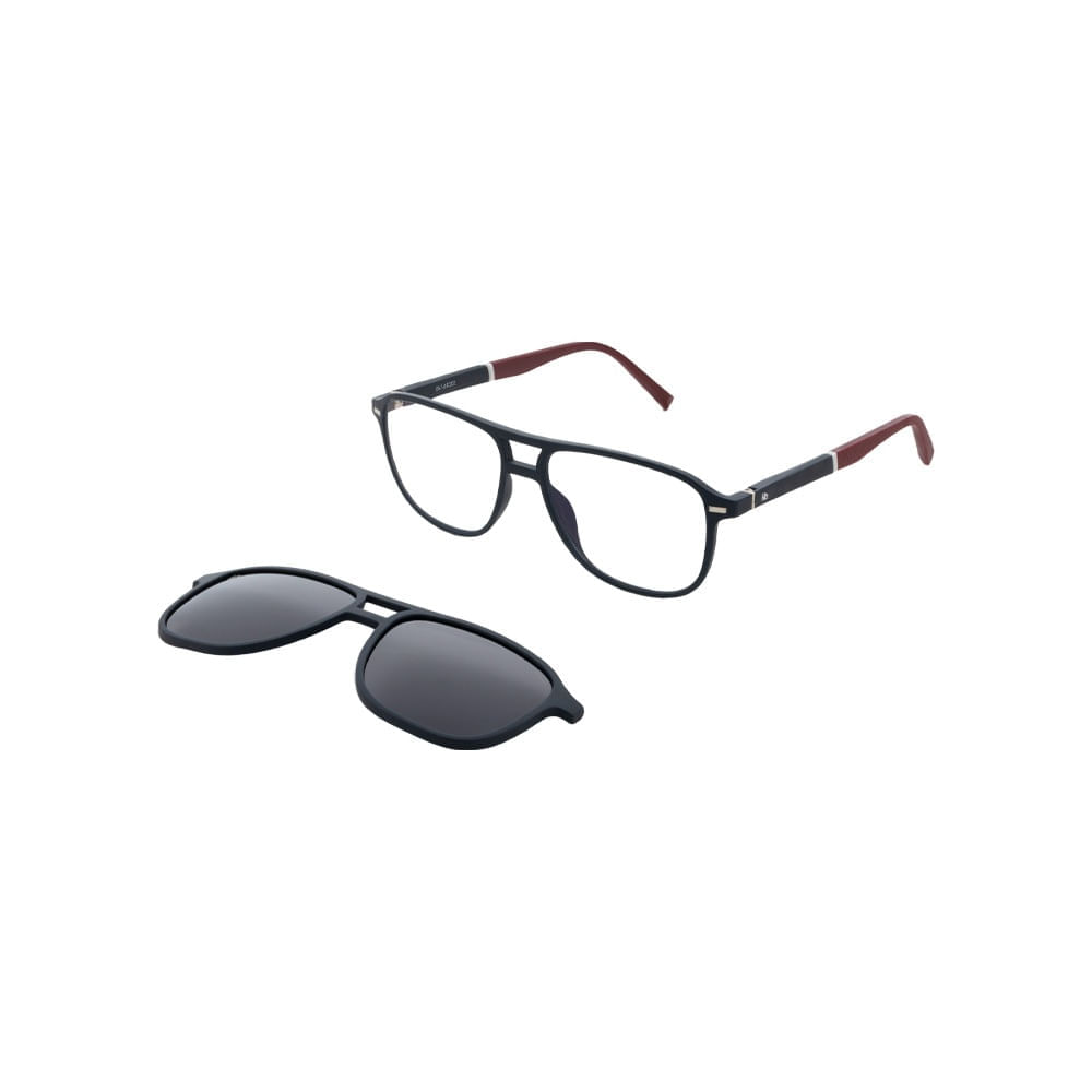 Armação para Óculos de Grau Masculino Dii Collection 1067 Chumbo com Vermelho com Clip On