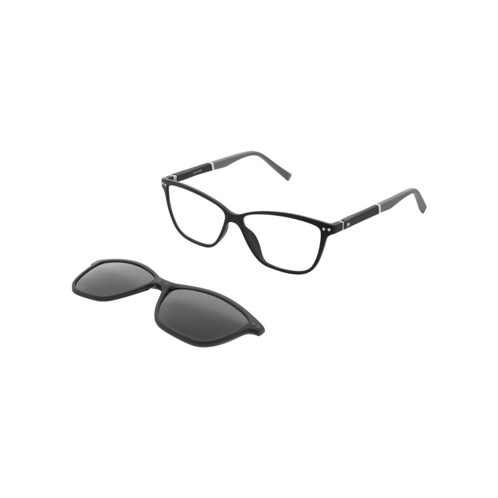 Armação para Óculos de Grau Feminino Dii Collection 1072 Chumbo com Cinza com Clip On Armação para Óculos de Grau Feminino Dii Collection 1072 Chumbo com Cin