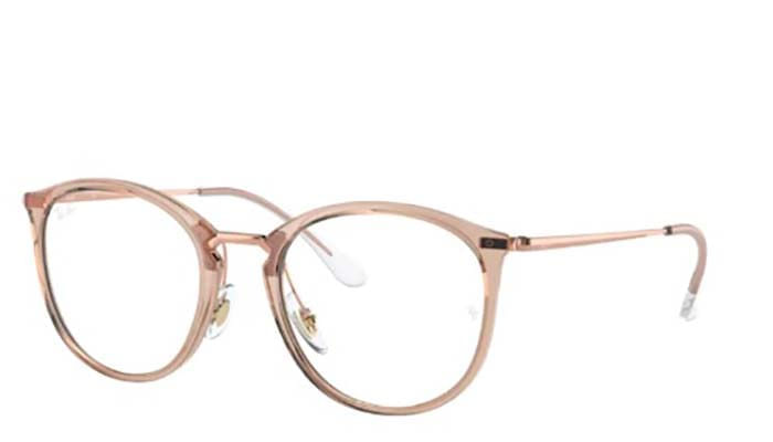 Armação de Óculos de Grau Feminina Ray-Ban Redondo RX7140 Cor Castanho Claro