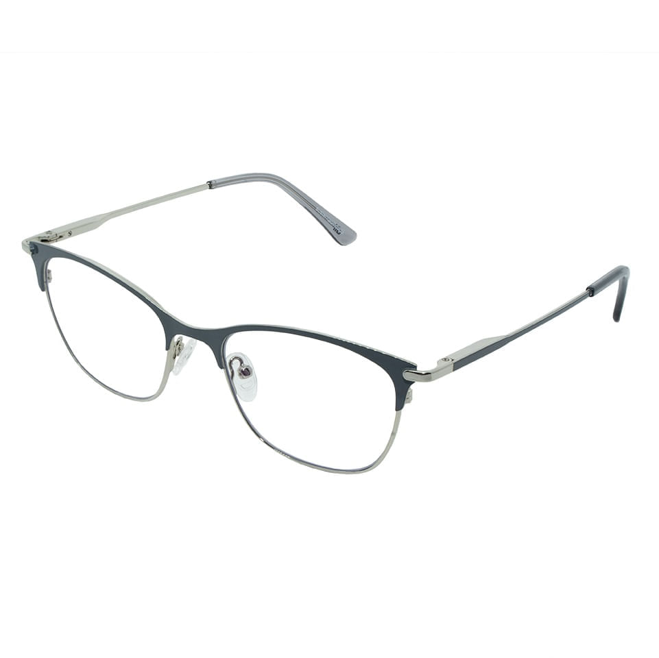 Armação para Óculos de Grau Feminino Dii Collection 1 9003 ECO Prata com Cinza Escuro Armação para Óculos de Grau Feminino Dii Collection 1 9003 ECO Prata com Cin