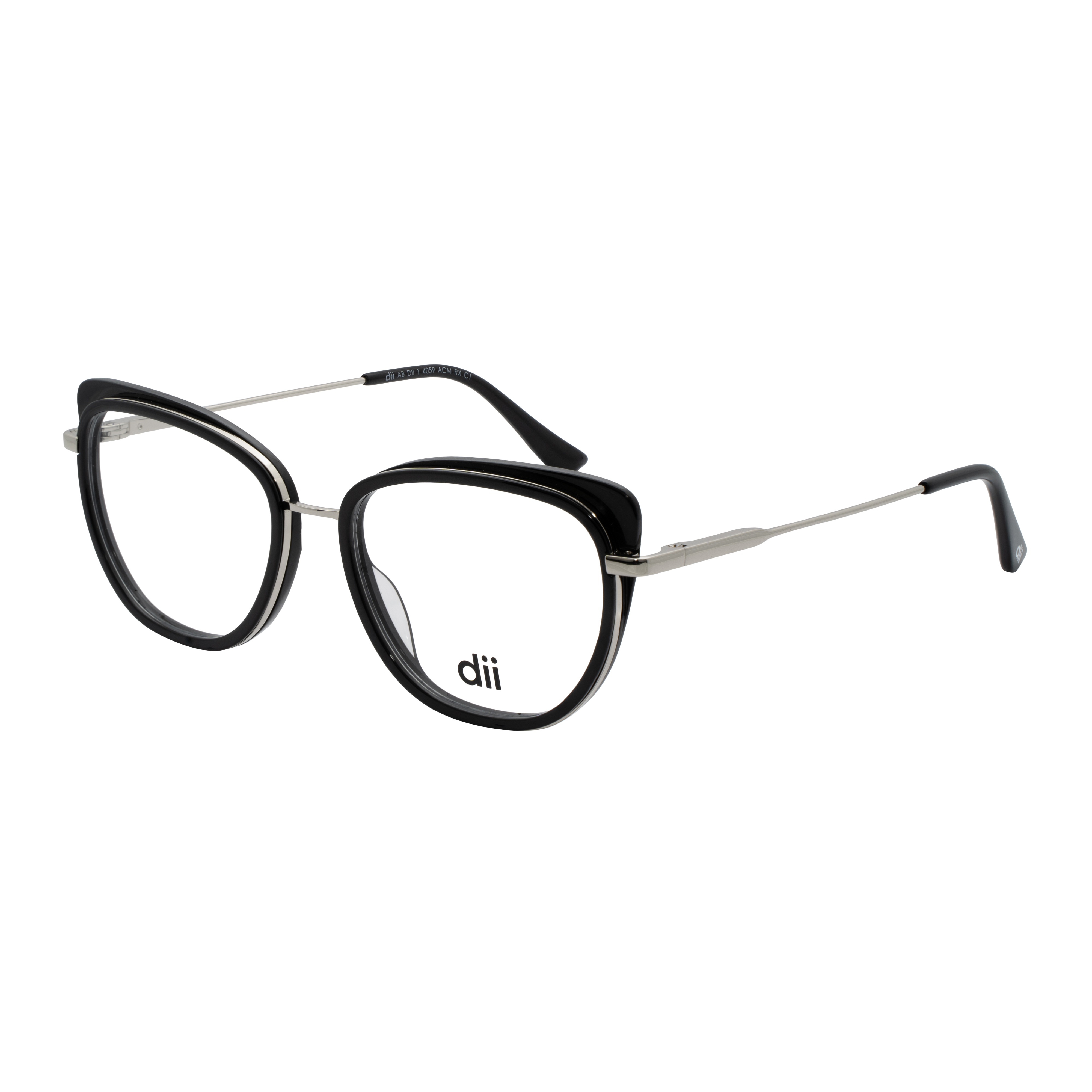 Armação para Óculos de Grau Feminino Dii Collection 4059 Preto com Prata